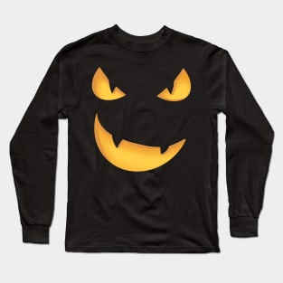 Monster Cat Jack O Lantern Face Long Sleeve T-Shirt